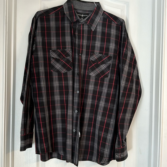 Beverly Hills Polo Club Other - Beverly Hills Polo Club Black / Red / Grey Plaid Button Down Shirt XL